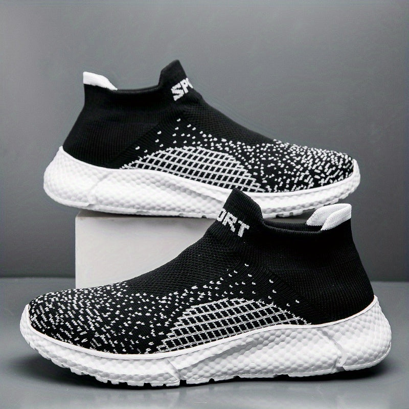 Men's Comfy Slip-On Sock Shoes - Breathable, Soft Sole, Non-Slip, Trendy Woven Knit Design for Outdoor Activities