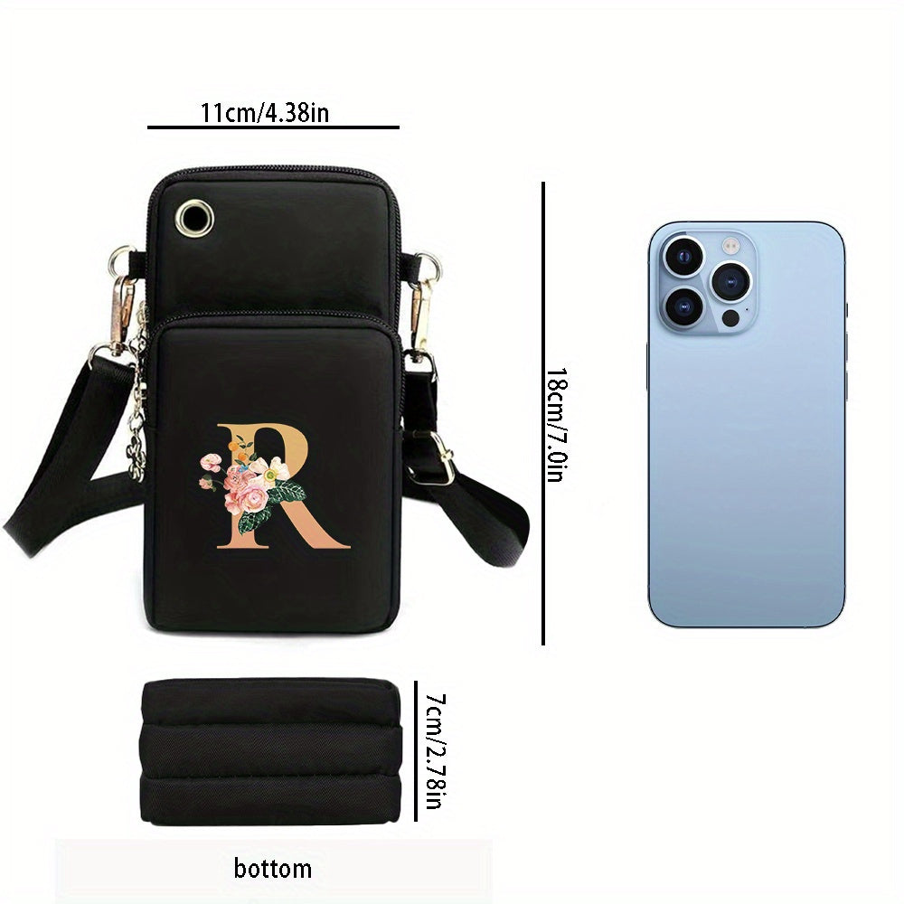 Xajzpa 1pc Simple Letter R Printed Girls Polyester Oxford Bag Fashion Girls Shoulder Bag All-Match Messenger Bag Leisure Outdoor Shoulder Bag Arm Bag Sports Bag Mobile Phone Shoulder Bag Pocket Money Bag Large Mobile Phone Mu