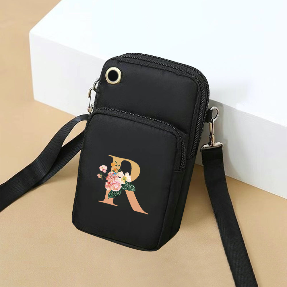 Xajzpa 1pc Simple Letter R Printed Girls Polyester Oxford Bag Fashion Girls Shoulder Bag All-Match Messenger Bag Leisure Outdoor Shoulder Bag Arm Bag Sports Bag Mobile Phone Shoulder Bag Pocket Money Bag Large Mobile Phone Mu