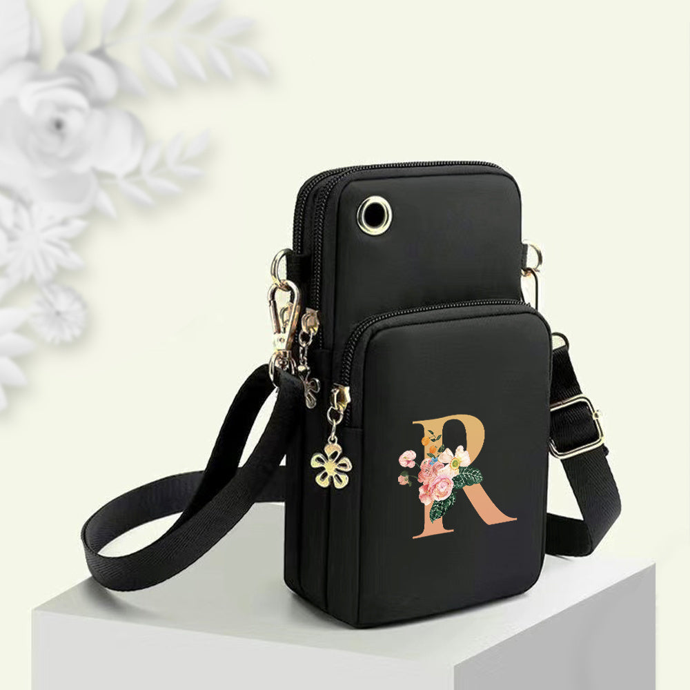 Xajzpa 1pc Simple Letter R Printed Girls Polyester Oxford Bag Fashion Girls Shoulder Bag All-Match Messenger Bag Leisure Outdoor Shoulder Bag Arm Bag Sports Bag Mobile Phone Shoulder Bag Pocket Money Bag Large Mobile Phone Mu