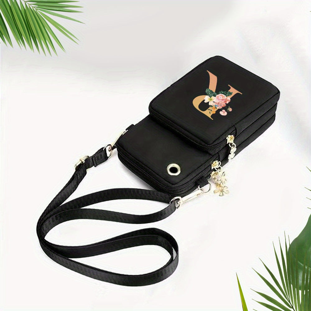 Xajzpa 1pc Simple Letter R Printed Girls Polyester Oxford Bag Fashion Girls Shoulder Bag All-Match Messenger Bag Leisure Outdoor Shoulder Bag Arm Bag Sports Bag Mobile Phone Shoulder Bag Pocket Money Bag Large Mobile Phone Mu