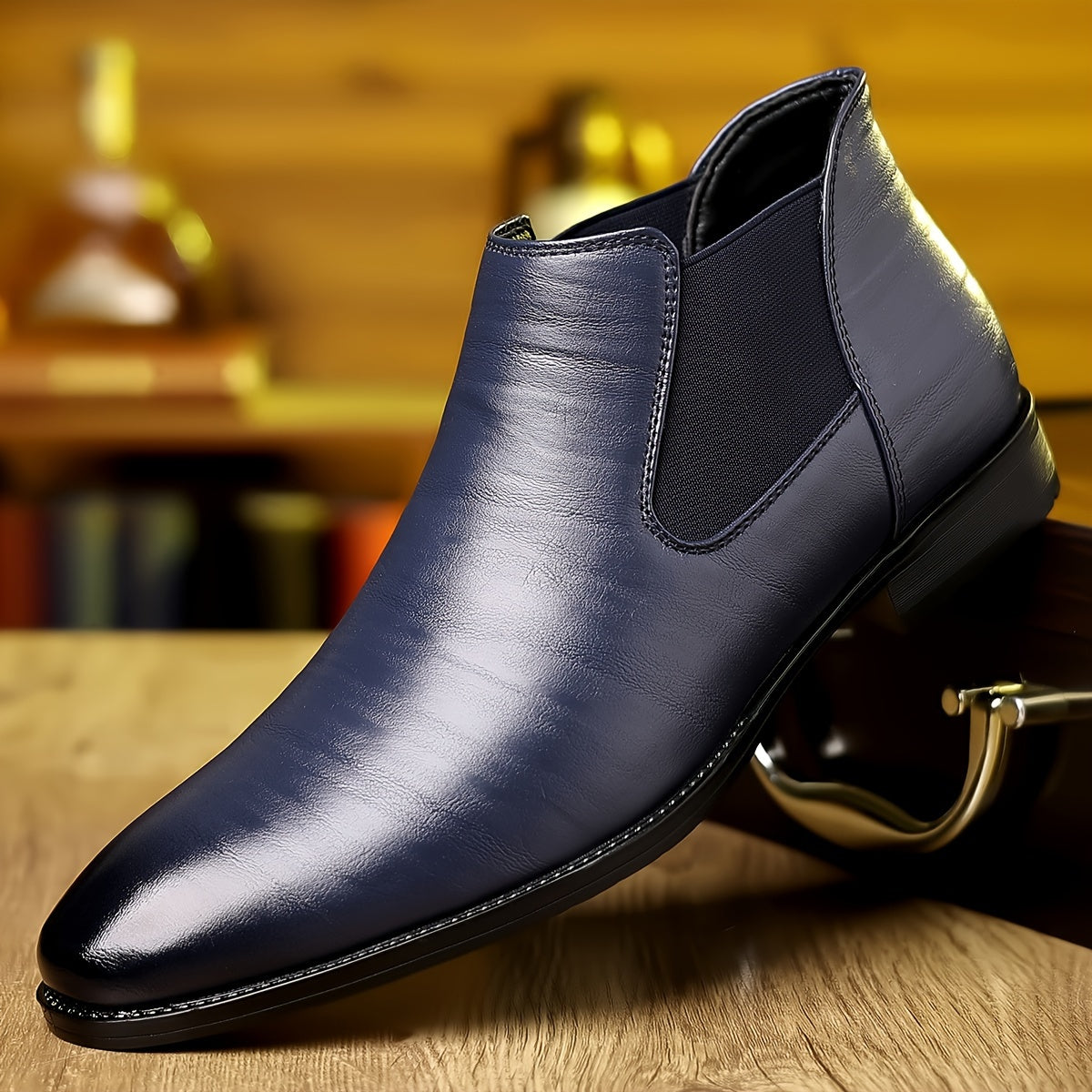Xajzpa Plus Size Men's Luxurious Solid Ankle Chelsea Boots - Premium Wear-Resistant PU Leather Uppers, Slip-On Design, Breathable Lining, Cushioned Insoles, Durable Outsoles - Ideal for Business Occasions, Office Daily Footwe