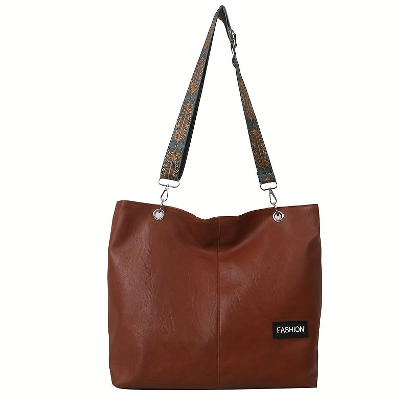 Xajzpa 1 Pack Trendy Large Capacity Shoulder Bag With Wide Strap, All-match Solid Color Crossbody Bag, Perfect Casual Messenger Bag For Commuting