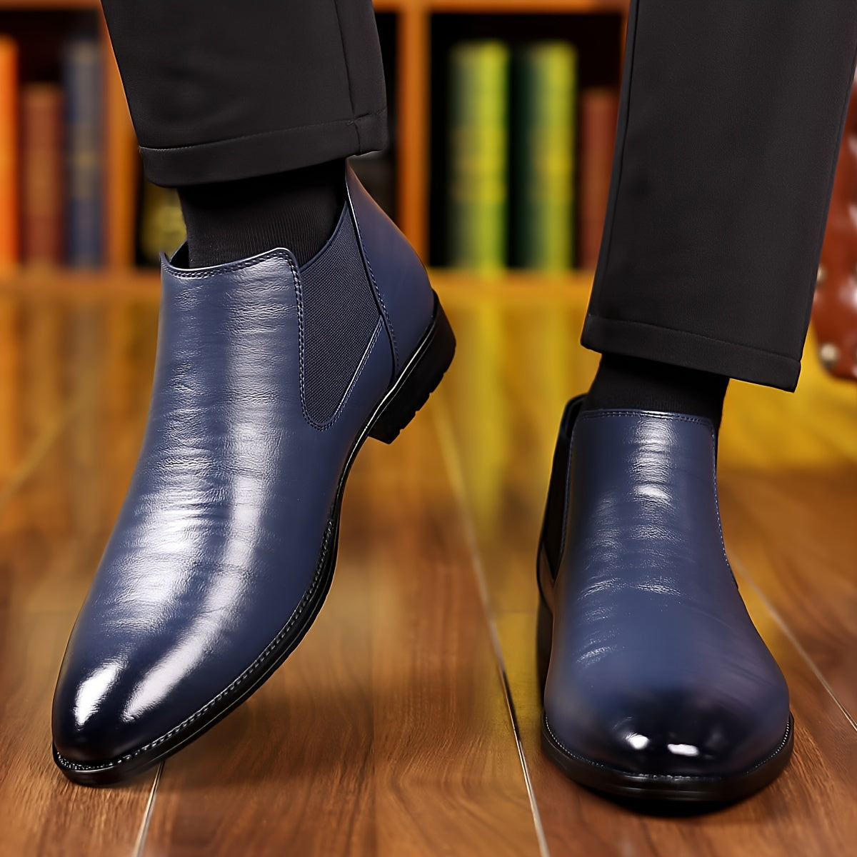 Xajzpa Plus Size Men's Luxurious Solid Ankle Chelsea Boots - Premium Wear-Resistant PU Leather Uppers, Slip-On Design, Breathable Lining, Cushioned Insoles, Durable Outsoles - Ideal for Business Occasions, Office Daily Footwe