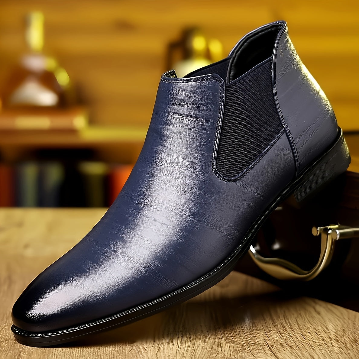 Xajzpa Plus Size Men's Luxurious Solid Ankle Chelsea Boots - Premium Wear-Resistant PU Leather Uppers, Slip-On Design, Breathable Lining, Cushioned Insoles, Durable Outsoles - Ideal for Business Occasions, Office Daily Footwe