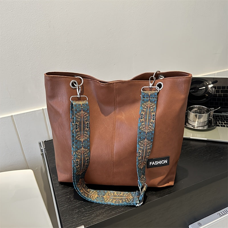 Xajzpa 1 Pack Trendy Large Capacity Shoulder Bag With Wide Strap, All-match Solid Color Crossbody Bag, Perfect Casual Messenger Bag For Commuting