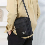 Stylish Black Nylon Casual Mens Shoulder Bag - Adjustable Strap, Simple Messenger Design, Perfect for Going Out - Durable, Water-Resistant, and Lightweight