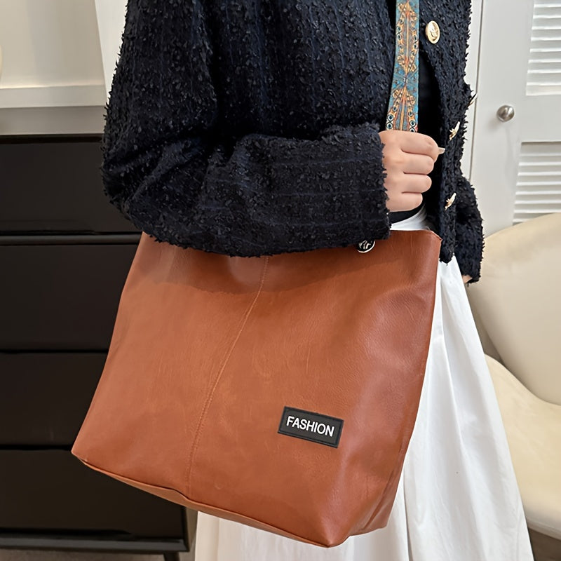 Xajzpa 1 Pack Trendy Large Capacity Shoulder Bag With Wide Strap, All-match Solid Color Crossbody Bag, Perfect Casual Messenger Bag For Commuting