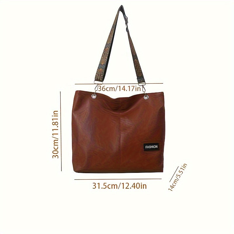 Xajzpa 1 Pack Trendy Large Capacity Shoulder Bag With Wide Strap, All-match Solid Color Crossbody Bag, Perfect Casual Messenger Bag For Commuting