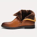Xajzpa Faux Fur Lined Men's Thermal Dress Boots With Zippers, Casual Walking Shoes, Preppy Style