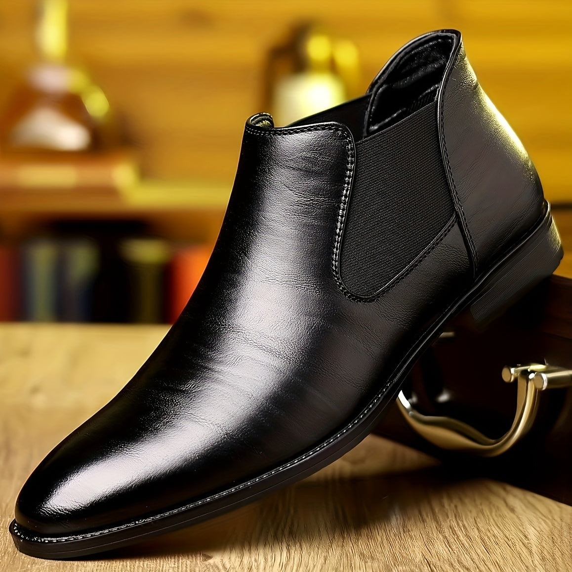 Xajzpa Plus Size Men's Luxurious Solid Ankle Chelsea Boots - Premium Wear-Resistant PU Leather Uppers, Slip-On Design, Breathable Lining, Cushioned Insoles, Durable Outsoles - Ideal for Business Occasions, Office Daily Footwe