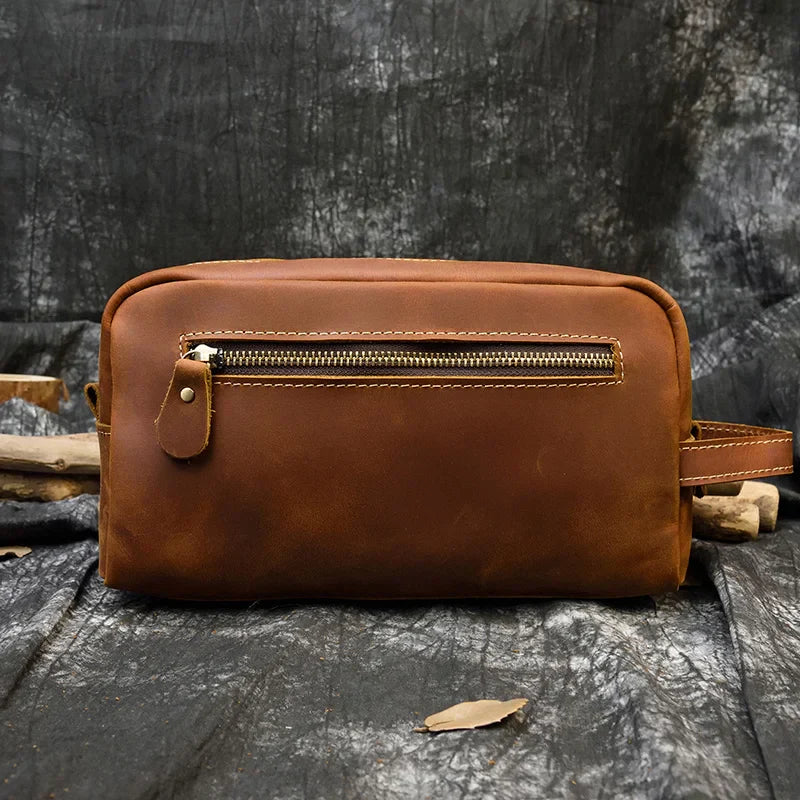 Xajzpa   Men's Genuine Leather Clutch Wallet Bag Real Leather Handbag IPad Mini Cow Leather Driver Bag Big Wallet Bag Small Tote Bag