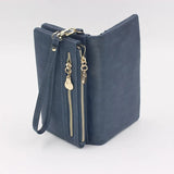 Xajzpa Large Capacity Women's Dull Polish Leather Wallet Double Zipper Clutch Wristlet Purse Phone Coin Card Holder Multi-pocket Wallet