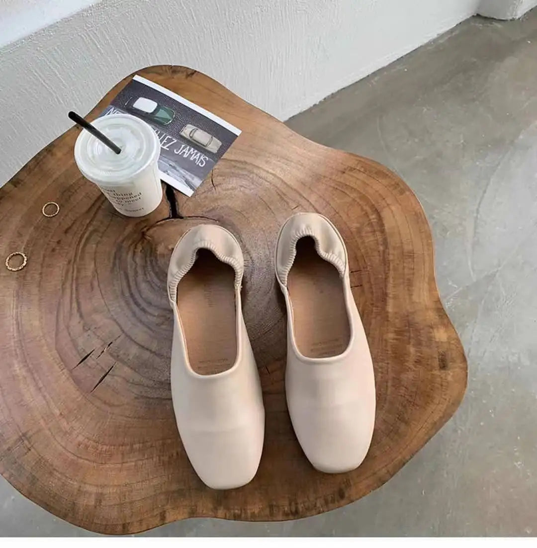 Xajzpa Women Flats New Ballerinas Soft Leather Moccasins Slip On Retro Grandma Shoes  Ladies mules slippers Spring Summer