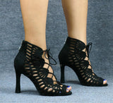 Xajzpa Latin dance shoes ladies salsa short knee socks dance shoes comfortable soft sole indoor sports dance shoes