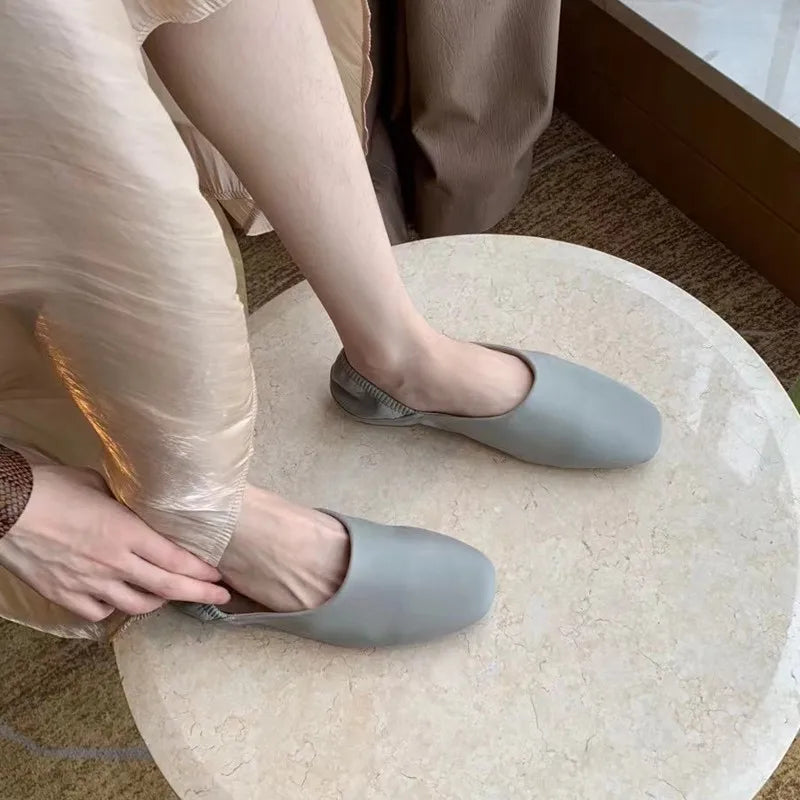 Xajzpa Women Flats New Ballerinas Soft Leather Moccasins Slip On Retro Grandma Shoes  Ladies mules slippers Spring Summer