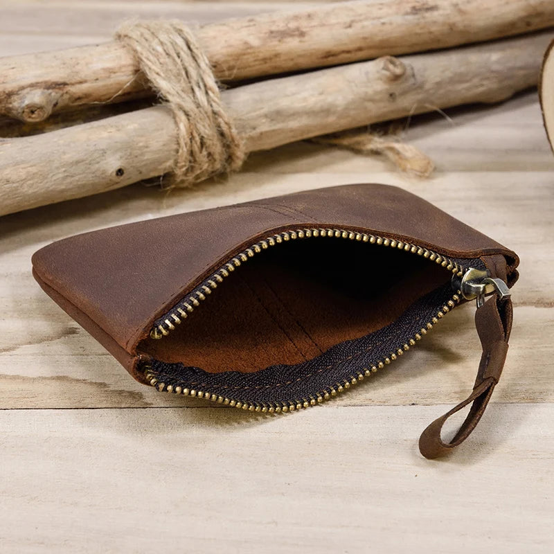 Xajzpa Genuine Leather Little Purse Cowhide Short Purse for coins credit cards portable coin wallet small coin purse