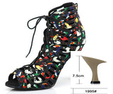 Xajzpa Latin dance shoes ladies salsa short knee socks dance shoes comfortable soft sole indoor sports dance shoes