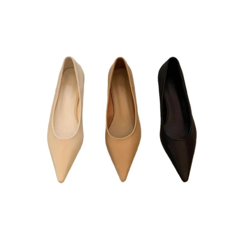Xajzpa Sharp pointed flat shoes for women shallow mouth style elegant  fashionable soft sole casual versatile comfortable single shoe