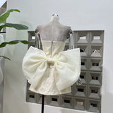 Xajzpa Fashion Women Dress Sleeveless Strapless Big Bow Female Summer Evening Party Short Dresses New Tide