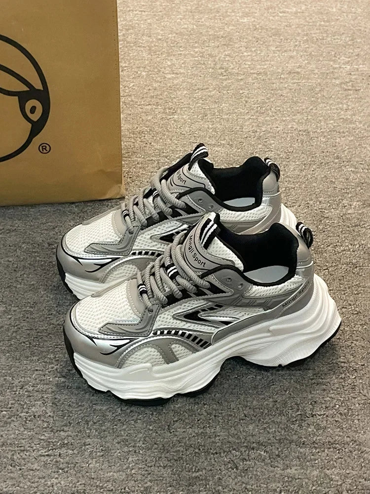 Xajzpa Women Platform Sneakers 2025 Autumn New Fashion Casual Lace Up Sports Shoes Woman Non Slip Walking Shoes Ladies Vulcanize Shoes