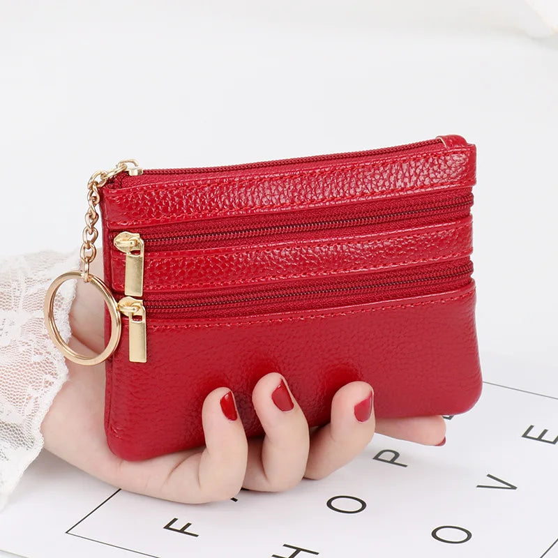 Xajzpa  Fashion Women Wallet Clutch Three Zip Female Short Small Coin Purse New Brand Design Soft Mini Card Holder Wallet Money Bag