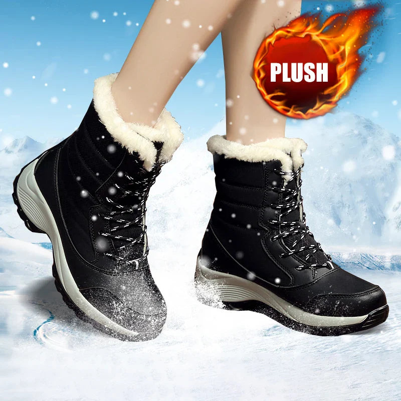 Xajzpa Ankel Boots for Women Winter Outdoor Warm Snow Boots Chunky Platform Waterproof Non-slip Warm Shoes Woman Boots Plus Size Casual