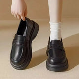 Xajzpa Retro Soft Bottom British JK Style Women's 2025 Spring New Slip on Casual Loafers Round Toe Flat Heel PVC Fashion Shoes