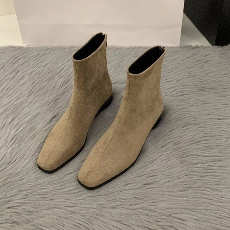 Xajzpa Coarse Heeled Suede Women's Boots Casual Versatile Suitable Daily Shoes Women Trend Winter Trendy Ankle Boots Added Suede