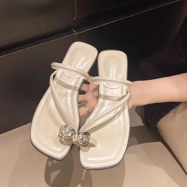 Xajzpa Rubber Flip Flops Flat Shoes Female Slippers Casual Slides Low Slipers Women Hawaiian Luxury Scandals Shoes Woman Slip