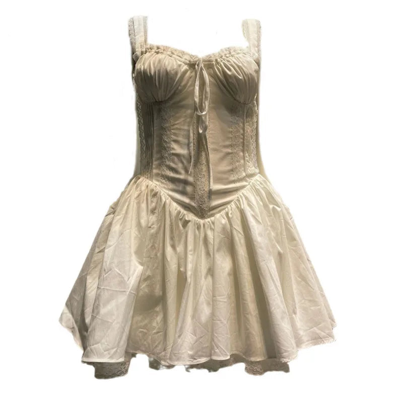 Xajzpa Fashion Solid Color Dress Women's Sleeveless Waist Retraction A Line Dresses 2025 Summer New Tide