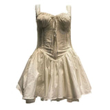 Xajzpa Fashion Solid Color Dress Women's Sleeveless Waist Retraction A Line Dresses 2025 Summer New Tide