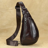 Xajzpa Soft genuine Leather Men's Chest Bag Male Mini Shoulder Crossbody Bag Anti Theft Chest Pack Men Outdoor Summer Sling Bag