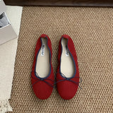 Xajzpa Fashion Bow Tie Flats Ballet Shoes Women Female Ballet Round Toe Shallow Cut Ballerina Soft Moccasin Dress Shoes Zapato