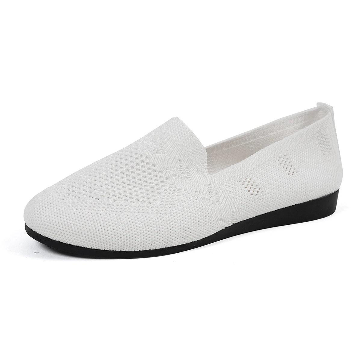 Xajzpa Solid Color Square Toe Mesh Loafers Shallow Women Flats Shoes Soft Bottom Knit Ballet Flats Shoes Casual Slip on Boat Shoes