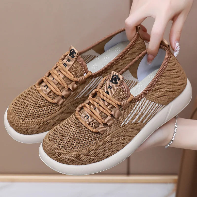 Xajzpa 2025 Summer New Women's Traditional Cloth Shoes High Elastic Knitted Casual Walking Shoes Lightweight Travel Footwea