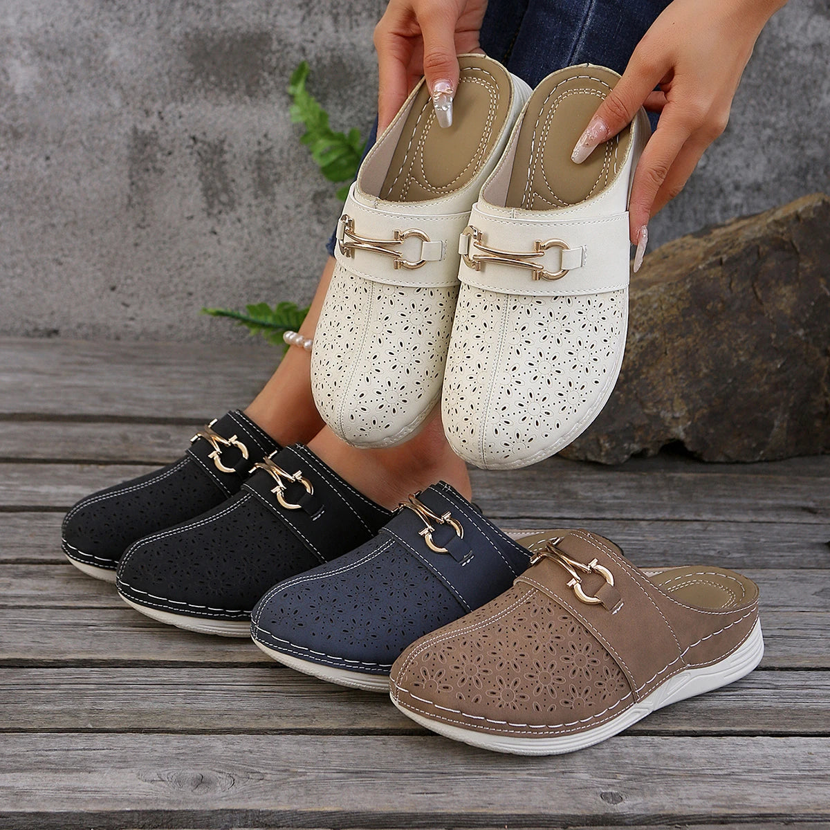 Xajzpa Design Chic Women’s Wedge Sandals Effortless Slip-On Platform Shoes with Comfort Cushioning for Casual Style Mules Slipper