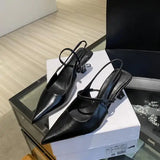 Xajzpa Beige Heeled Sandals Low-Heeled Shoes With Strap All-Match Slip-on Loafers Summer Women's Black Low-heeled Elastic Band High Com