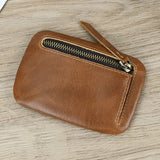 Xajzpa Men Women Genuine Leather Zipper Coin Wallet Cow Leather Mini Short Purse Card Holder Change Purse For Male Female Coins Wallets