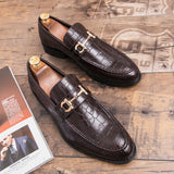 Xajzpa Pointed men's shoes wear high-end wedding shoes in the printed office, formal men's shoes for wedding banquets