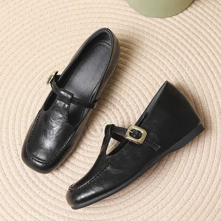 Xajzpa Low Heels Retro Woman Shoes British Style Female Footwear Soft All-Match Clogs Platform Increas Height Preppy Dress Creepers Wed