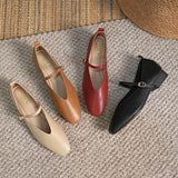 Xajzpa  Retro Women's Pumps Soft Microfiber Leather Single Shoes Fashion Shallow Buckle Mary Jane Heels Low Square Heel Daily Pumps