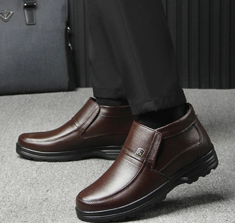 Xajzpa Winter  shoes for men cold resistant thickened warm high top casual cotton shoes simple comfortable daily men's cotton boots