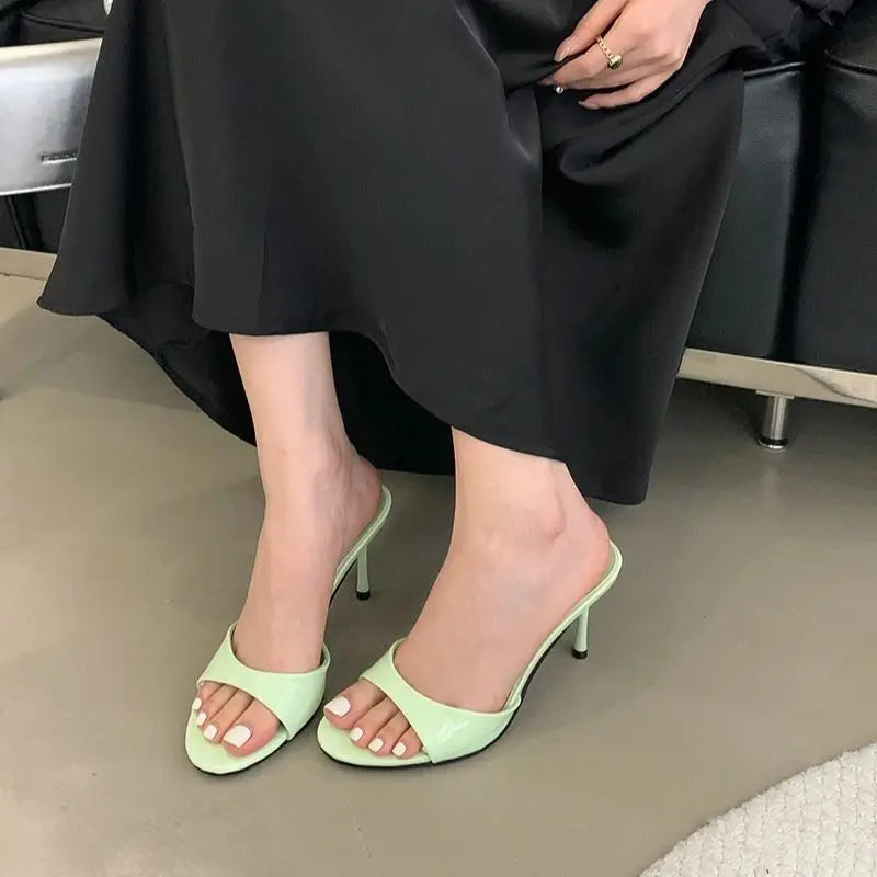 Xajzpa Brand Women Slippers High Heels Sandals Sexy Pointed Open Toe Party Wedding Summer Shoes Woman Soft Outdoor Slides