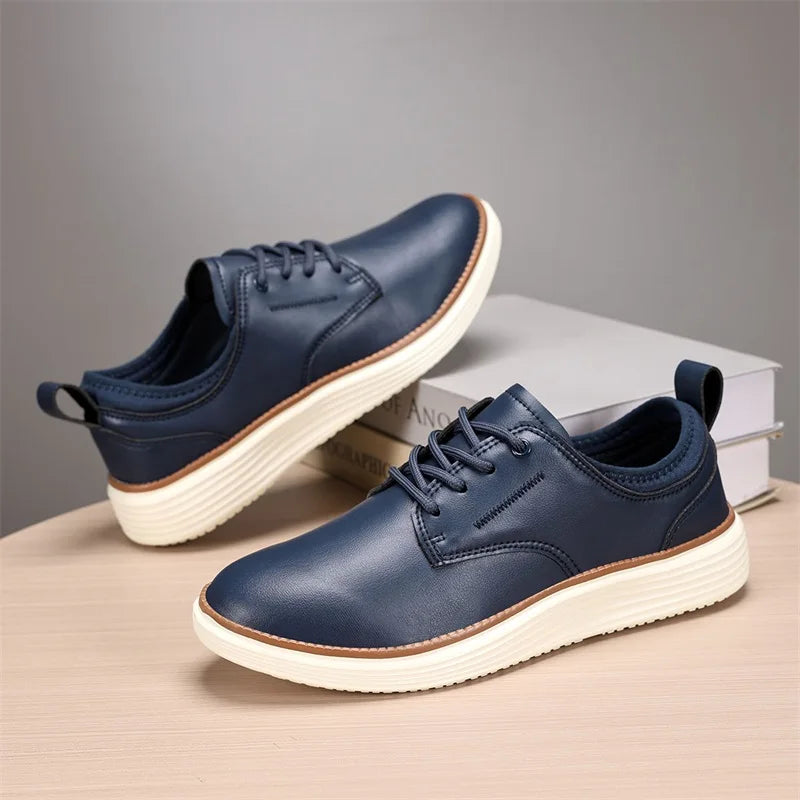 Xajzpa Men's Fashionable Casual Sports Shoes Comfortable and Breathable Brown Leather Men's Golf Shoes Fashionable Casual Formal Shoes