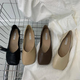 Xajzpa Women Cute Light Weight Spring Slip on Leather Flat Shoes Lady Casual Brown Office Casual Single Shoes Loafers Zapatos De Mujer