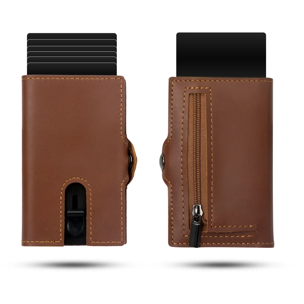 Xajzpa Men Wallets 100% Genuine Cow Leather Popup Short Card Holder Purse High Quality Brand Male Wallet Tarjeteros Para Hombre