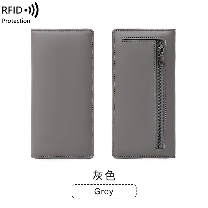 Xajzpa Minimalist RFID Ultra-thin Women's Long Wallet PUdouble Folding Wallet Multifunctional Women's Coin Credit Card Bag Hand-held Bag