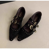 Xajzpa New Pointed Toe Women Mary Jane Shoes Fashion Shallow Buckle Shoes Ladies Casaul Dress Low Heel Leather Shoes Zapatos De Mujer