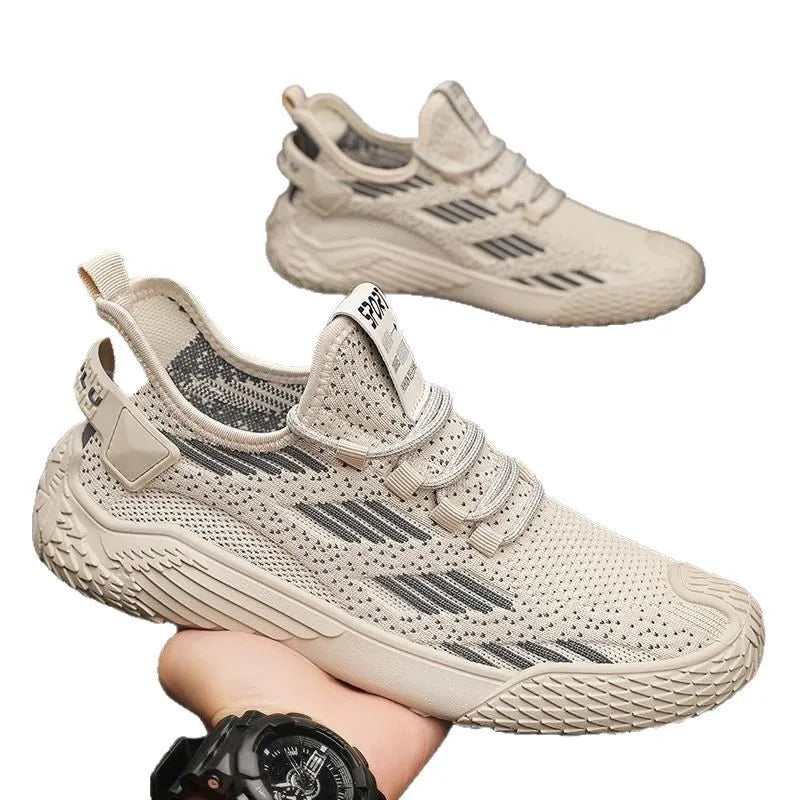 Xajzpa New Men's Shoes Flying Woven Mesh Sports Breathable Light Casual Sports Running Soft Sole Travel Shoes Sneakers Off White Shoes